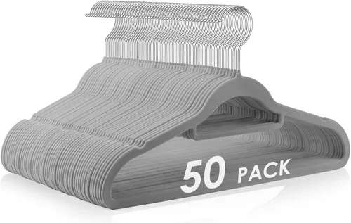 Vista 15 de DUDUCOFU Perchas de terciopelo antideslizantes de fieltro, paquete de 30 perchas de terciopelo negro para ropa que ahorran espacio, con gancho