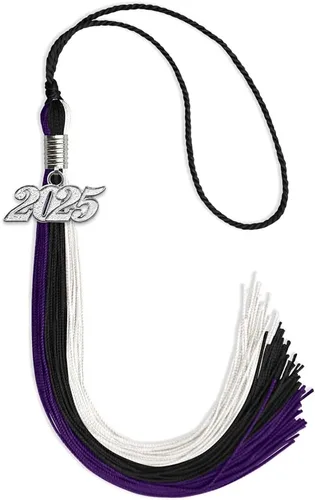 Vista 162 de Endea Graduation Borla de triple color con gota de fecha plateada (negro/dorado/granate, 2020)