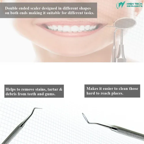 Vista 3 de Tallador dental profesional con hollenback, removedor de placa para dientes, herramienta de higiene profesional de acero inoxidable, herramientas