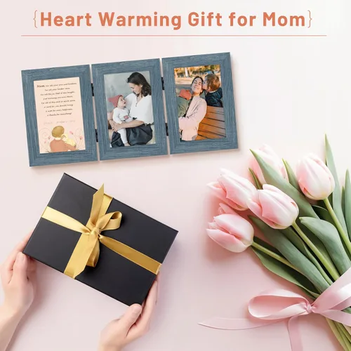 Vista 49 de Golden State Art - Marco decorativo con bisagras para mesa, escritorio, 3 aberturas verticales, con cristal real