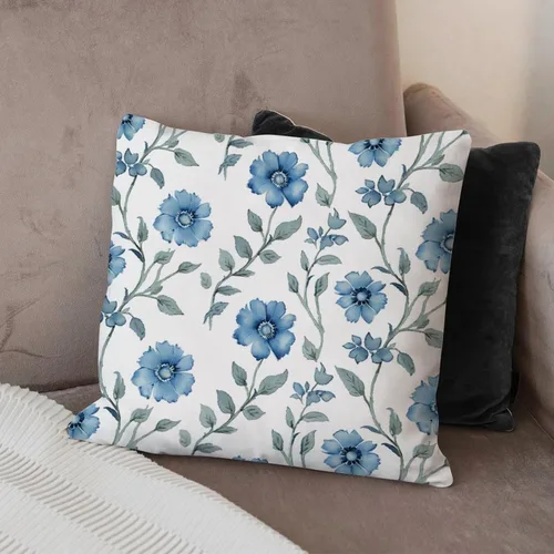 Vista 4 de Mughal - Funda de almohada de flor en monzón, diseño de loto azul, funda de cojín moderna, decorativa, decoración del hogar para sofá, cama