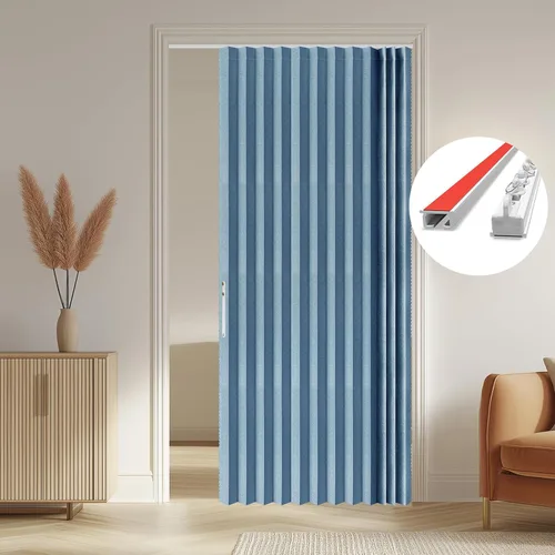 Vista 23 de AJAZZ Cortinas 100% Opacas para Puertas Corredizas de Entrada, Puertas de Acordeón para Entrada, Cortina Magnética para Puerta de Dormitorio Sala