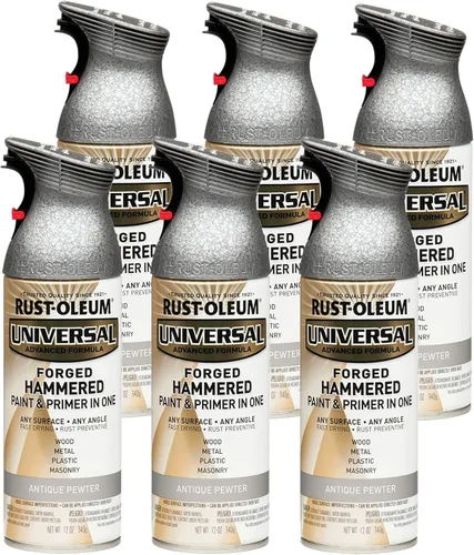 Vista 8 de Rust-Oleum 267298-6PK Pintura en aerosol martillada universal para todas las superficies, 12 onzas, blanco, paquete de 6