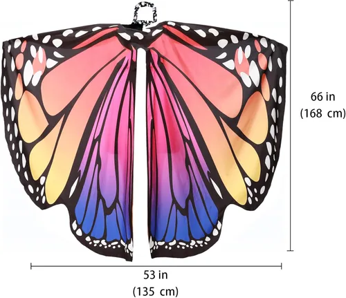 Vista 3 de AWAYTR Chal de alas de mariposa para mujer, capa de hadas para mujer, accesorio de disfraz de Halloween