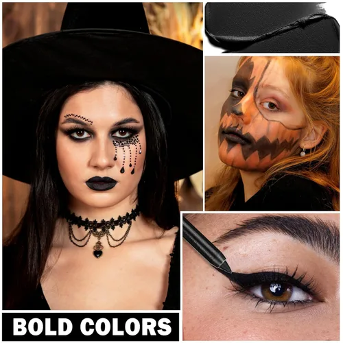 Vista 6 de Juego de delineadores de labios negro mate, lápiz labial líquido negro, tinte de labios de alta pigmentación negro y brillo de labios