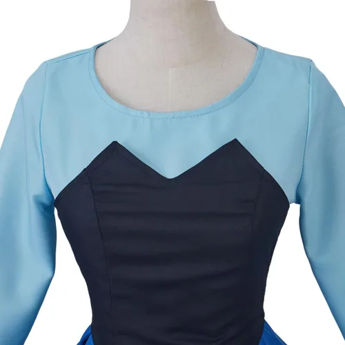 Vista 7 de SFWXCOS Disfraz de sirena de princesa para mujer, vestido de fiesta de cosplay de Ariel azul con gorro
