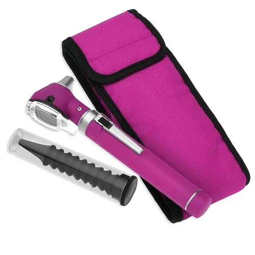 SURGICAL ONLINE Mini otoscopio de fibra óptica arcoíris muchos colores - Otoscopio de bolsillo con estuche de diagnóstico ENT conjunto con bombilla