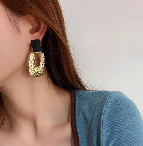 Vista 5 de Aretes largos exagerados con elementos de moda, aguja de plata S925, chapados en oro de 14 quilates, para mujeres y niñas, regalos de San Valentín