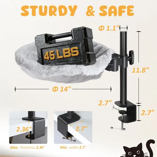 Vista 4 de Topmart Cama de escritorio para gatos con rotación de 360° y altura