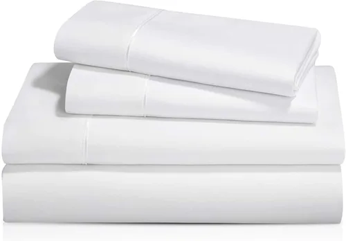 Juego de sábanas de 100 % algodón orgánico, súper suave y transpirable de 350 hilos, tejido de percal de algodón con certificación GOTS, 4 piezas de LINEN REPUBLIC