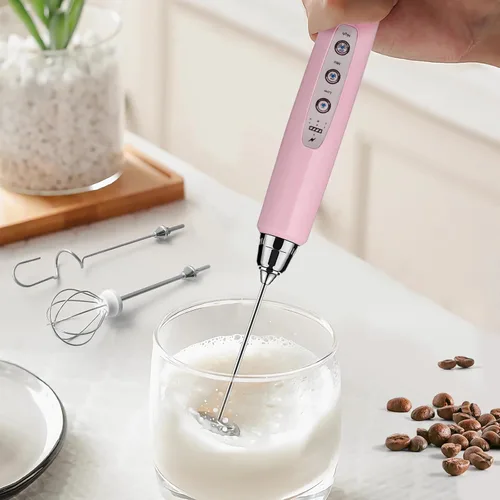 Vista 22 de Sakgos Espumador de Leche con Soporte Recargable - Espumador de Café de Mano con 3 Batidores de Acero Inoxidable, Ajustable de 3 Velocidades
