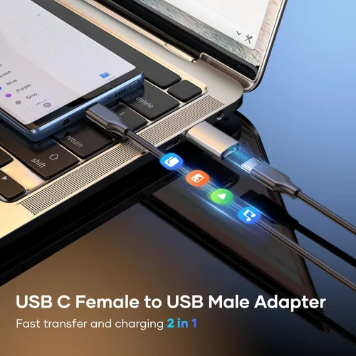 Vista 2 de Adaptador USB C a USB (paquete de 4), USB C hembra a USB macho 3.0, adaptador USB tipo C compatible con iPhone 15/14/13/12, iPad Pro/Mini/air