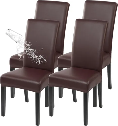Vista 20 de SearchI Juego de 4 fundas impermeables para sillas de comedor, fundas elásticas para sillas Parsons extraíbles, lavables, fundas protectoras