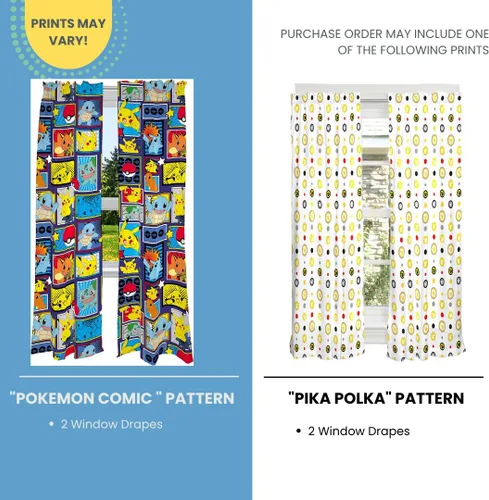 Vista 2 de Franco - Juego de cortinas para habitación de niños, 82 x 63 pulgadas, Pokémon
