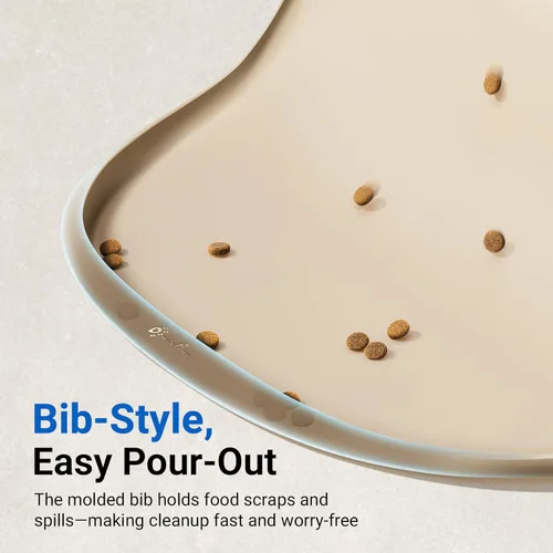 Vista 5 de DownyPaws Tapetes de comida para gatos para pisos, impermeables, sin BPA, tapete de silicona para comida de mascotas, tapete antideslizante