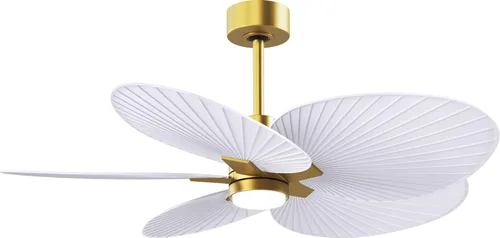 Matthews Alessandra Tropical - Ventilador de techo de 48 pulgadas con kit de luz LED y control remoto, latón cepillado con acabado blanco mate Latón