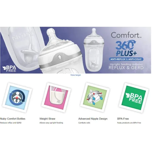 Vista 5 de Nuby Botella de silicona Comfort 360, 8 onzas