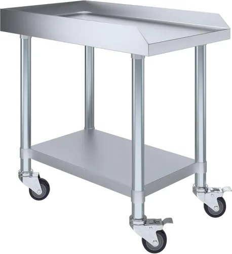 Vista 32 de AmGood Soporte para equipo de acero inoxidable, resistente, grado comercial, con estante inferior, certificado NSF