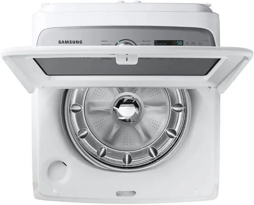 Vista 4 de Samsung Lavadora inteligente de carga superior de 5.4 pies cúbicos con agitador de onda activa en blanco