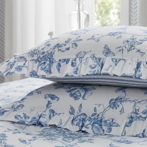 Vista 9 de Madison Park Essentials Blue Floral Comforter Set with Sheets Twin XL,5pc Azul