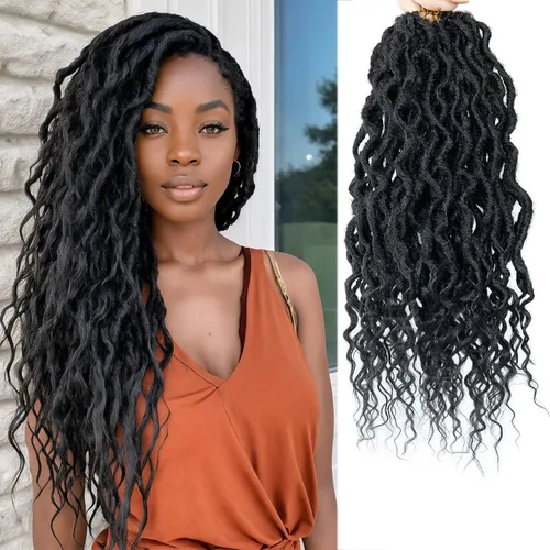 Extensiones de cabello tejido en crochet estilo rastas para mujeres, Rizos suaves de 18 pulgadas, Cabello tejido en crochet estilo diosa, Rizos con