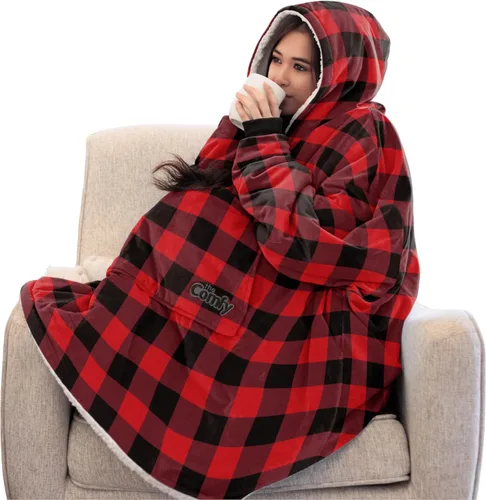 Vista 10 de THE COMFY Original Manta Ponible de Vellón de Microfibra con Forro Sherpa, Diseño Extragrande con Capucha y Bolsillo, De Shark Tank, para Mujeres