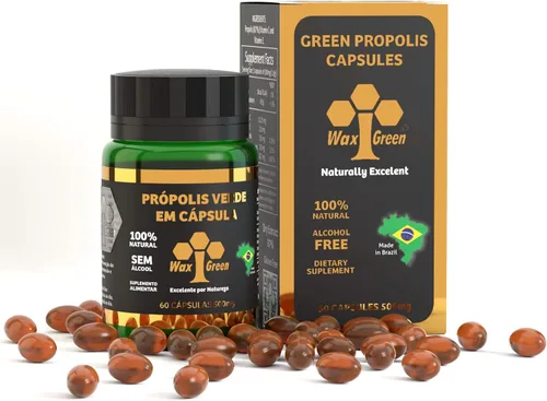 Vista 2 de 4 paquetes de propóleo de abeja verde de cera 500 mg (60 cápsulas)