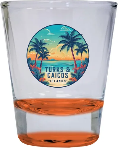 Vista 4 de Turks And Caicos Design D Souvenir - Vaso de chupito redondo de 1.5 onzas, color azul, paquete de 2