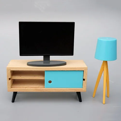 Vista 7 de Toyvian Mini modelo de TV de 3.14 x 2.55 x 0.78 pulgadas, accesorio de muebles de casa de muñecas, televisión de simulación de plástico para muñecas