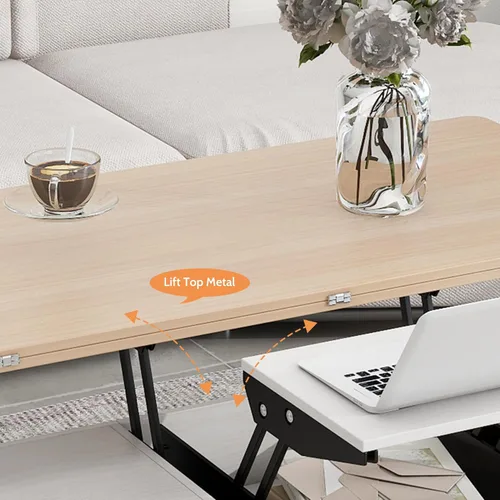 Vista 33 de Mesa auxiliar elevable, mesa auxiliar multifuncional con estantes abiertos, mesa de comedor moderna para sala de estar, oficina en casa (negro #004)