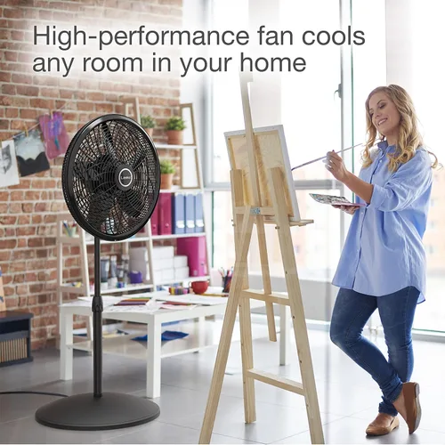 Vista 7 de Lasko Pedestal oscilante y ventiladores de soporte, blanco de 16 pulgadas y negro de 18 pulgadas