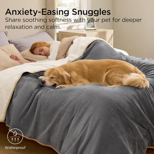 Vista 61 de Bedsure - Mantas impermeables para perros pequeños - Manta de felpa de sherpa con impresión suave lavable para perros y gatos, protector de muebles