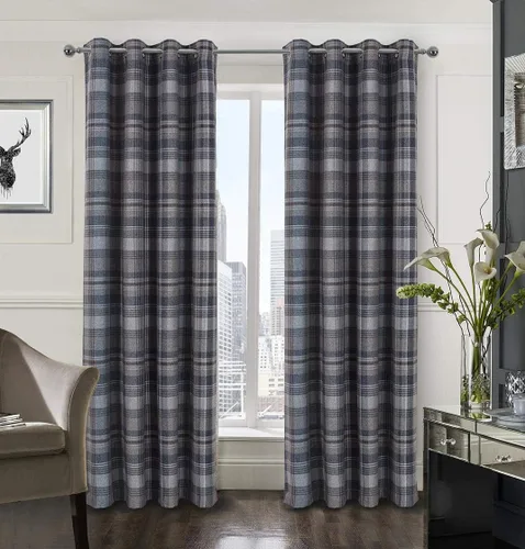 Vista 31 de always4u - Cortinas de cuadros beige con ojales, aspecto de lana, modernas para sala de estar y dormitorio, decoración del hogar, cortinas a