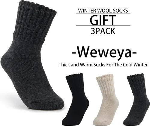 Vista 2 de Weweya Calcetines para botas para mujer, calcetines gruesos de invierno, calcetines cálidos de punto, regalos para mujer