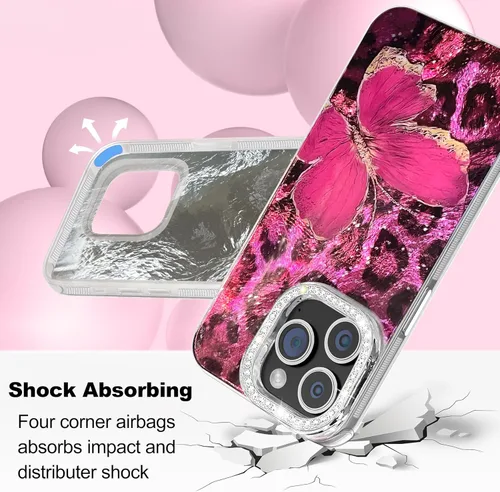 Vista 269 de I-MGAE-IN-AR - Funda diseñada para iPhone 12 y 12 Pro, diseño de mariposa plateada brillante, funda protectora de poliuretano termoplástico, suave