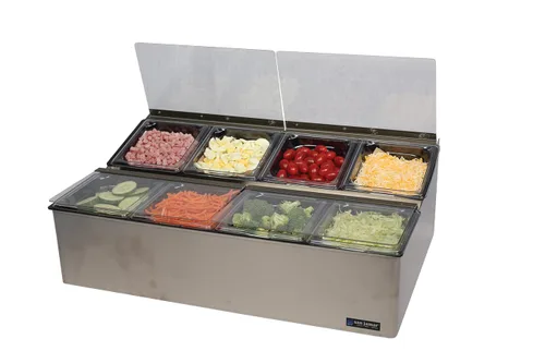 Vista 4 de San Jamar Ez-Chill Centro de preparación de alimentos autoservicio con tapa con bisagras para bares, restaurantes y cocinas, acero inoxidable