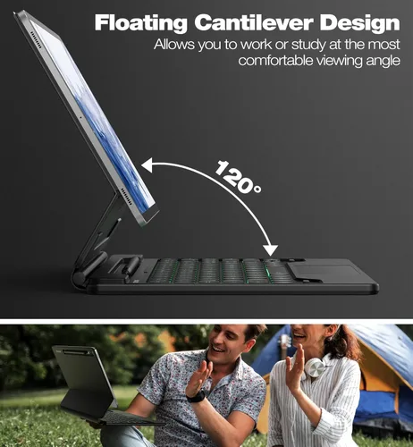 Vista 4 de Dexnor para Samsung Galaxy Tab S10+ Plus/S9+ Plus/S9 FE+ Plus/S8+ Plus/S7+ Plus/S7 FE Funda con Teclado 31.5 cm Flotante Cantilever Magnético