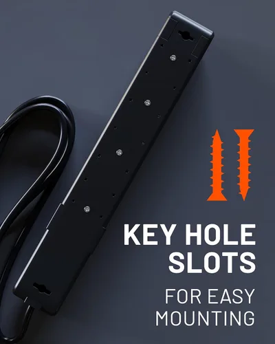 Vista 7 de ECHOGEAR VoltSpin - Regleta de alimentación con protector de sobretensiones, enchufes giratorios, enchufe plano, cable largo y agujeros de montaje