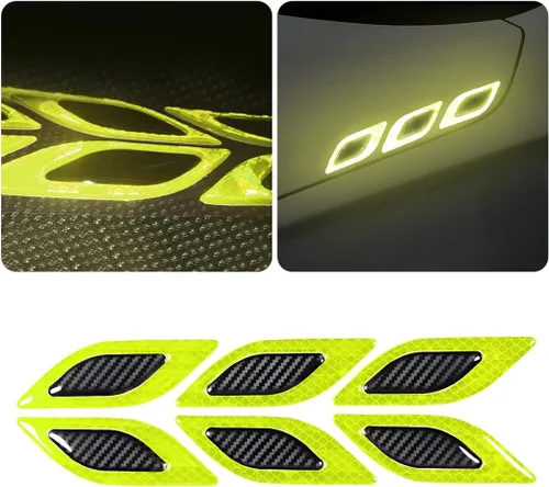 Vista 10 de Adhesivo 3D de rayas reflectantes fuertes para parachoques de auto, 6 calcomanías de protección de advertencia de visibilidad nocturna de seguridad