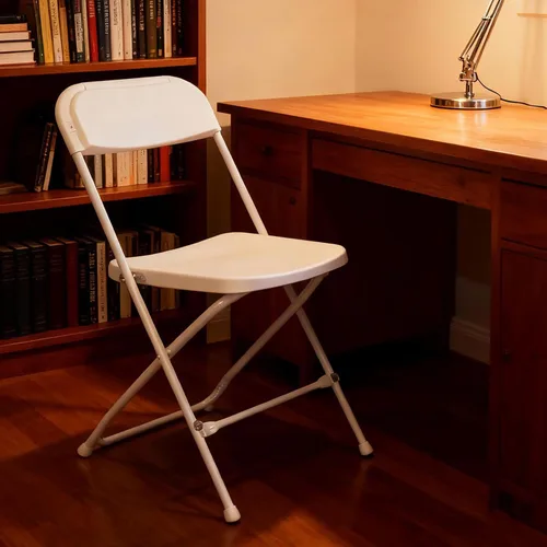 Vista 2 de 10 PCS White Folding Chair, Portable Plastic Folding Chairs, Stackable Commercial Seat with Steel Frame 350lb.Capacity for Indoor Outdoor, Party