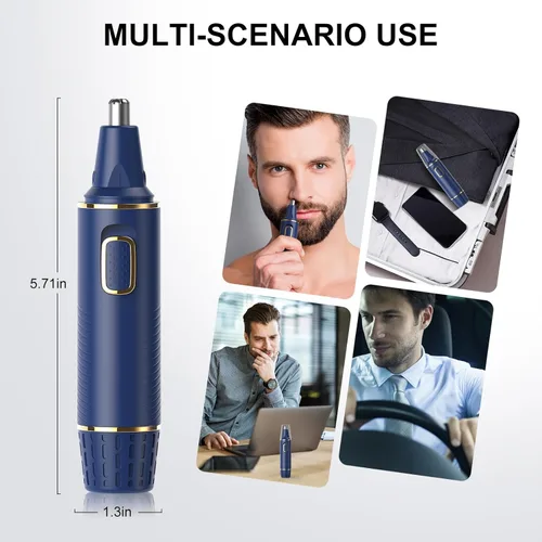 Vista 41 de XOOMRSCP Recortadora de pelo de nariz para hombres, recortadora de pelo recargable 3 en 1, sin dolor, multifuncional, para orejas y nariz, con Negro