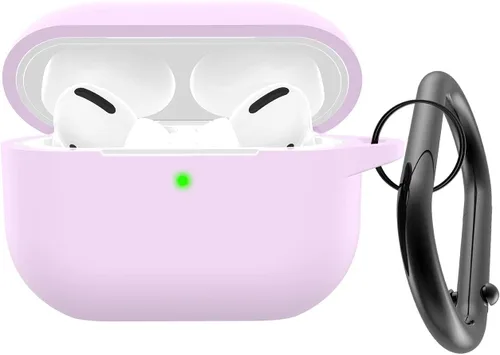 Vista 9 de Funda para Airpods Pro 2 con llavero, funda protectora de silicona suave rosa para Apple Airpods Pro Gen 2, LED frontal visible A-rosa arena