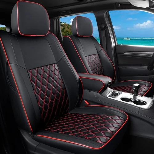 Vista 10 de Huidasource Fundas de asiento para Jeep Grand Cherokee, 2 piezas de cuero impermeable personalizado para asientos de coche, protectores compatibles