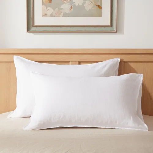 Vista 8 de TOSMO Juego de 2 fundas de almohada 100% lino tamaño Queen, fundas de almohada lavadas a la piedra, cierre de sobre, fundas de almohada suaves