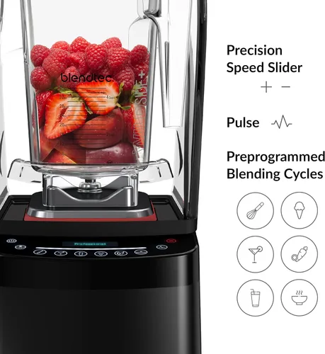 Vista 5 de Blendtec Licuadora profesional 800, botella de viaje GO de 34 onzas, tarro WildSide+ de 90 onzas y espátula de cuchara, paquete de licuadora