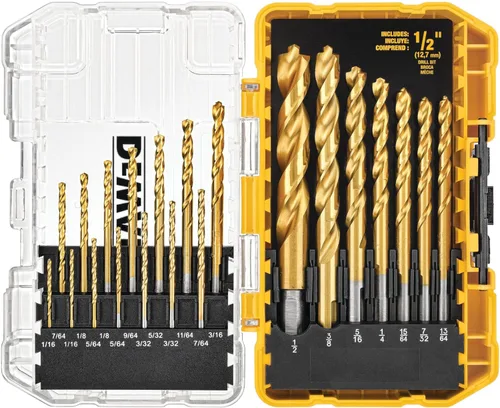 DEWALT Juego de brocas recubiertas de nitruro de titanio, punta piloto, 21 piezas (DW1361)