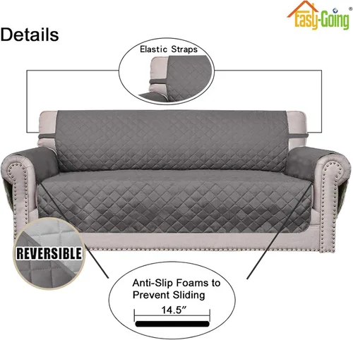 Vista 78 de Easy-Going - Funda reversible para sofá reclinable, resistente al agua, protector de muebles con correas elásticas, para mascotas y niños