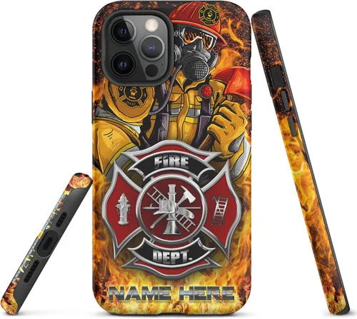 Vista 57 de Funda de teléfono personalizada con bandera estadounidense de madera, diseño de bombero de línea roja, diseño de bombero, regalo personalizado