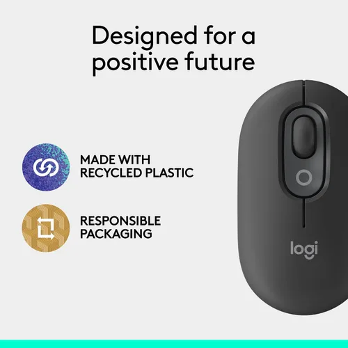 Vista 12 de Logitech POP Mouse, ratón inalámbrico con emojis personalizables, tecnología SilentTouch, desplazamiento de precisión/velocidad, diseño compacto