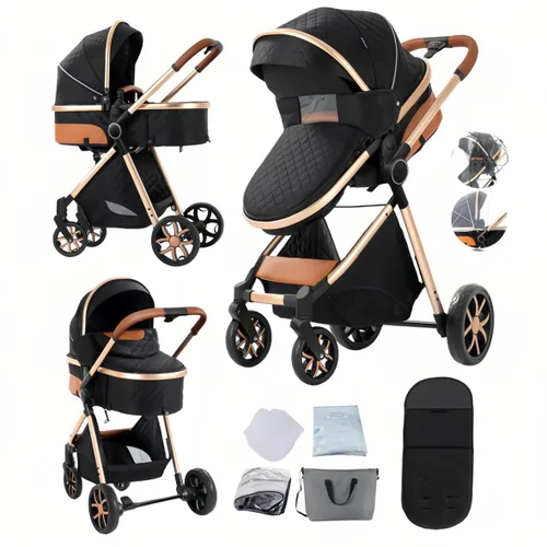 Vista 11 de Cochecito de bebé 2 en 1 con modo moisés, cochecito reversible para bebés, plegable con un solo clic, cochecito de viaje para recién nacido